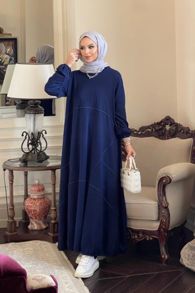 Nervür Detay Penye Elbise