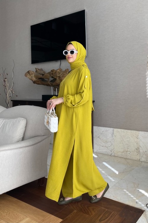 Gizya Düğme Detay İkili Takım