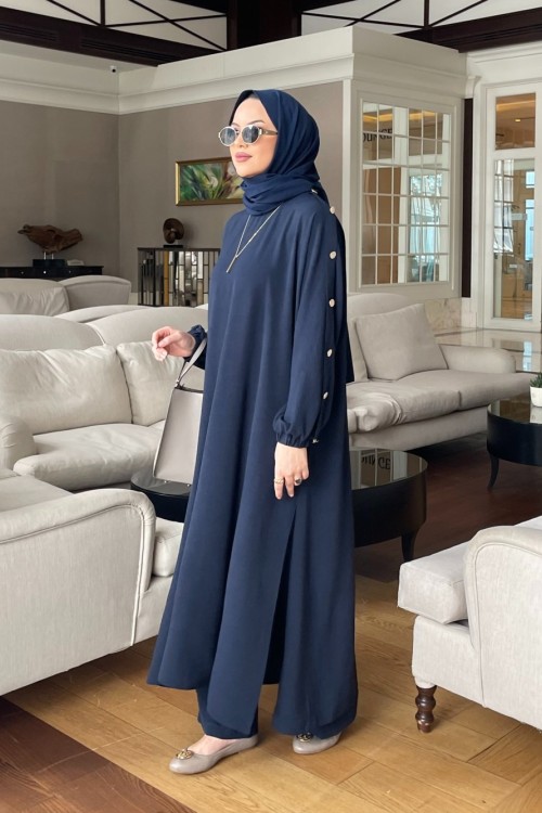 Gizya Düğme Detay İkili Takım