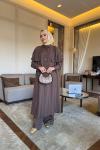 Diva trençkot - pantolon takım sütlü kahve