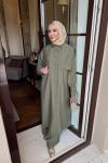Diva trençkot - pantolon takım mint yeşili